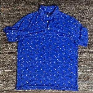 Sail boat blue palm golf shirt